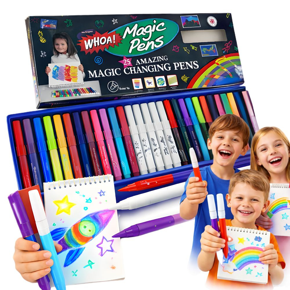 Magic Color Changing Markers Set 25 Pieces Creative Kids Art Pens, Multicolor