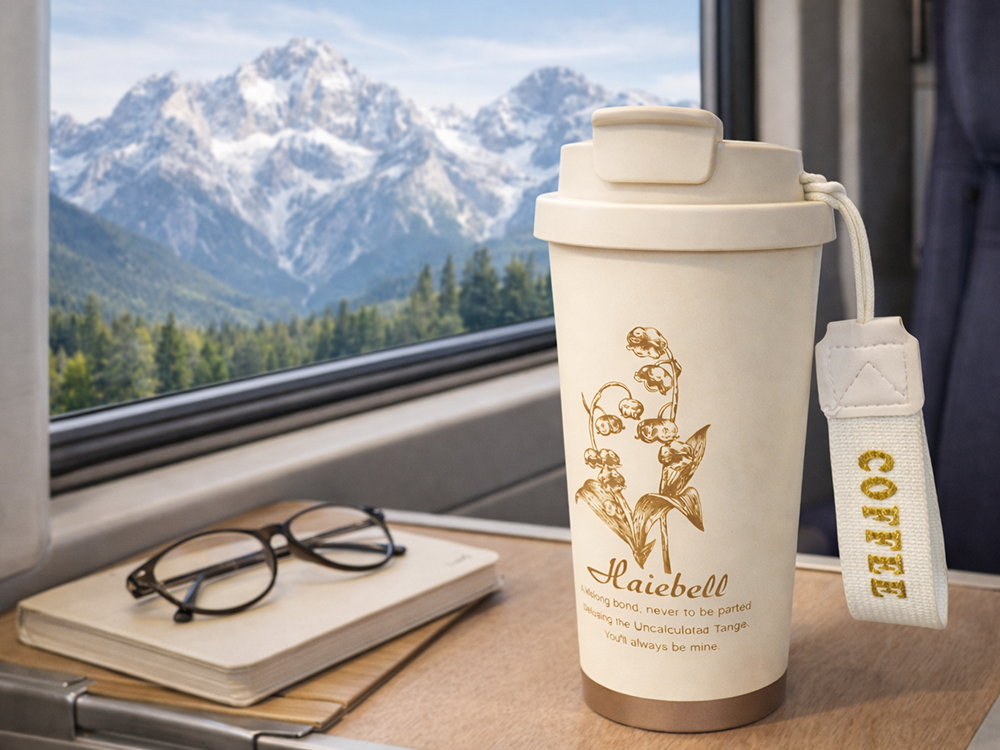Insulated Travel Tumbler with Straw 530ml Stainless Steel, Cream