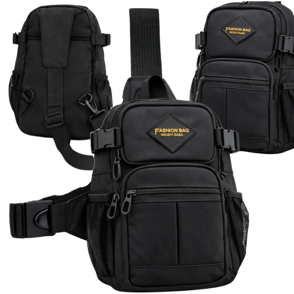 Men's Crossbody Sling Bag with Multiple Pockets, Black