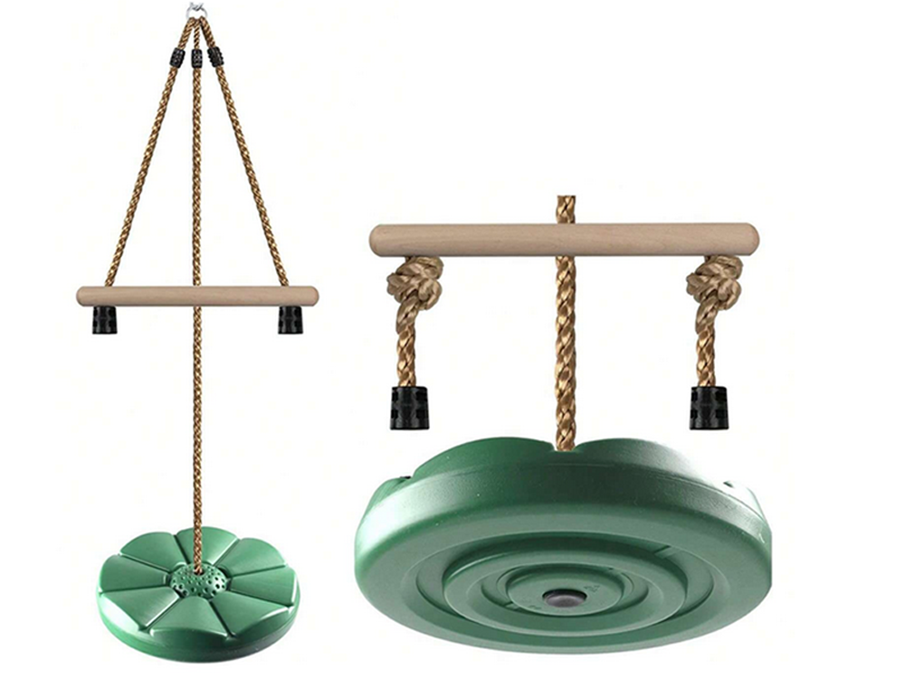 Round Disc Tree Swing for Kids Strong Rope 75kg, Green