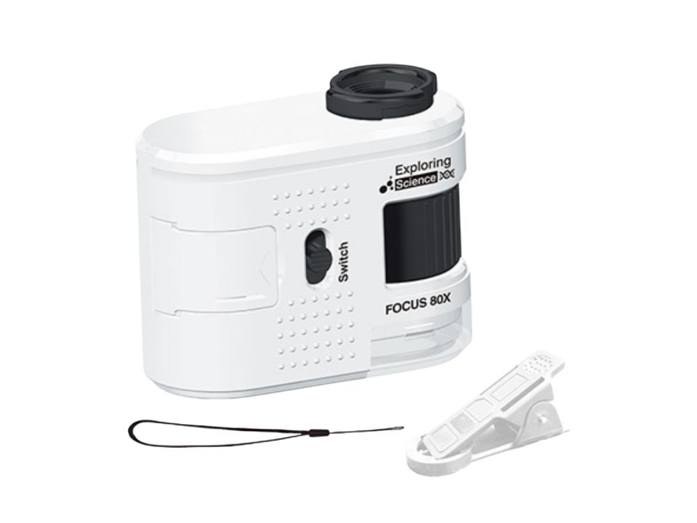 Compact Phone Microscope Clip 80x Zoom with LED and UV Light