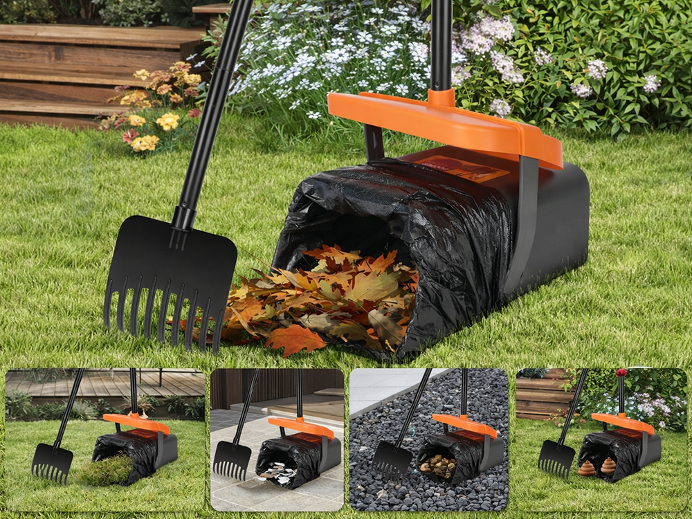 Long Handle Pet Waste Scooper with Rake and Dustpan Set