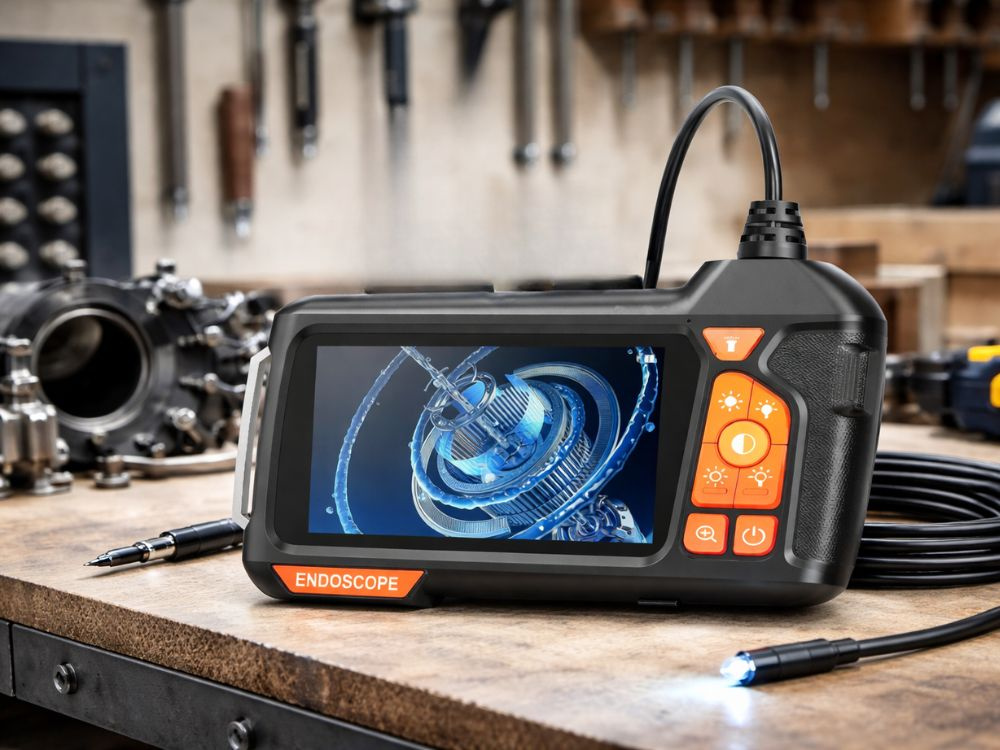 Endoscope Inspection Camera HD 5m IP67 LCD Display USB-C, Black