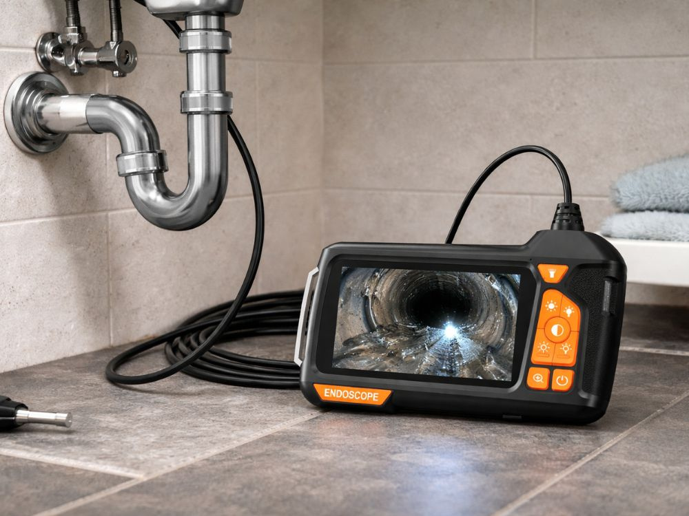 Endoscope Inspection Camera HD 5m IP67 LCD Display USB-C, Black