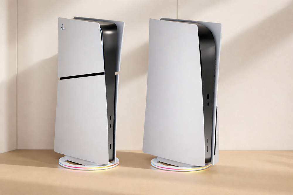 PS5 Vertical Cooling Stand for Pro and Slim with LED, White