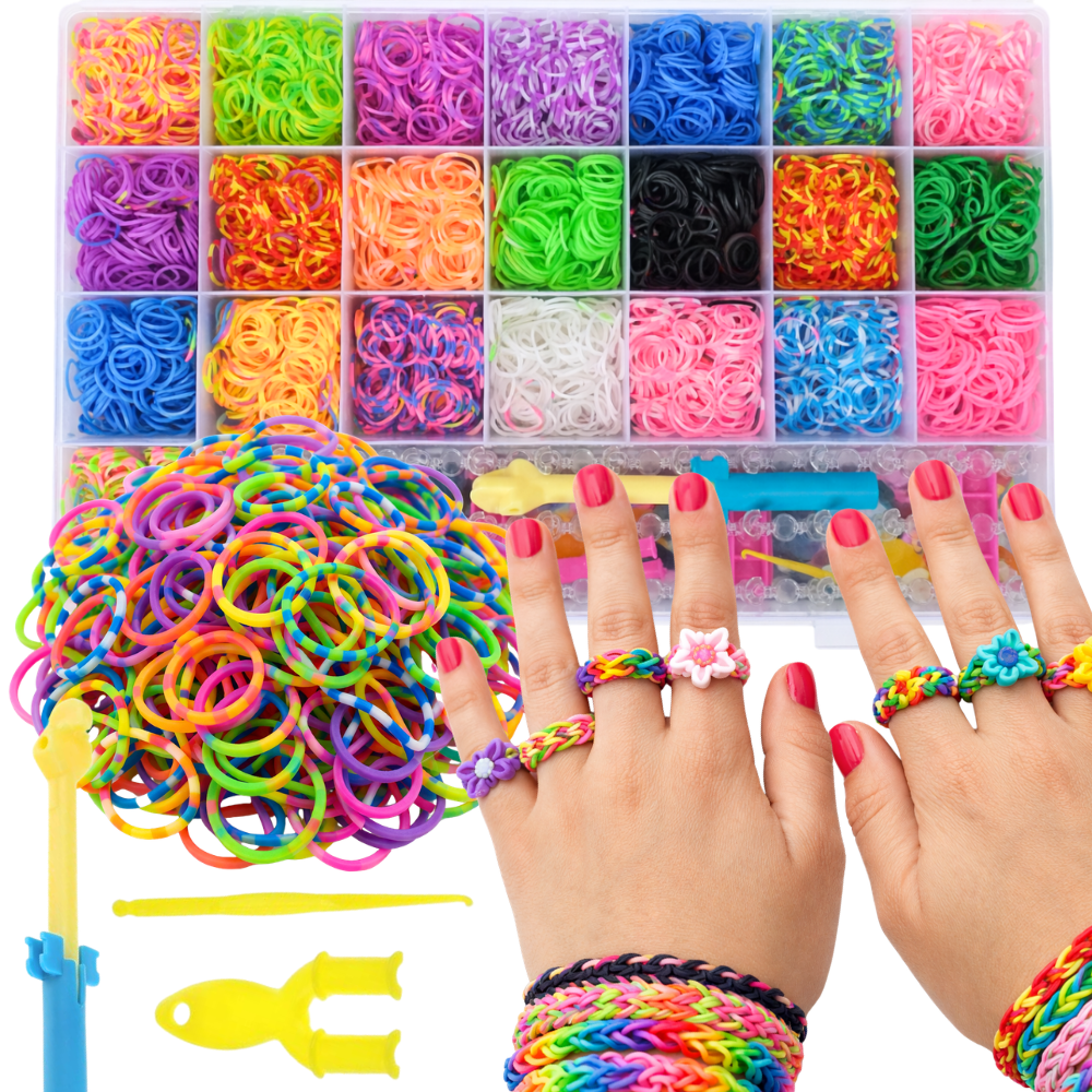 Rubber Band Bracelet Making Kit XXL 6800 Pieces Loom, 22 Colors