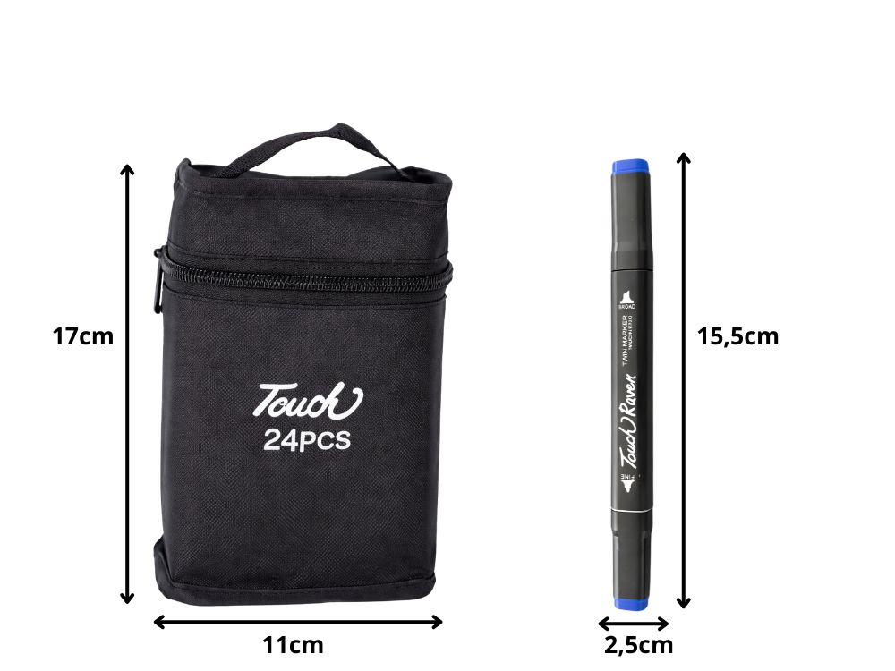 Touch Dual Tip Alcohol Art Markers Set 24 Pcs with Carrying Case