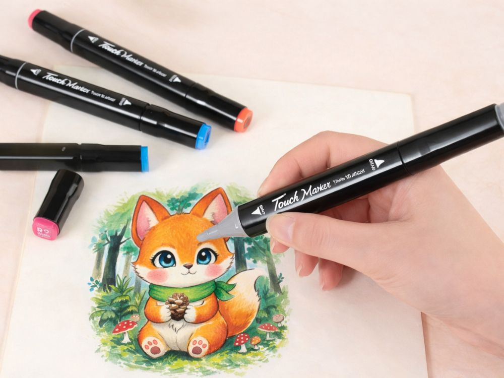 Touch Dual Tip Alcohol Art Markers Set 24 Pcs with Carrying Case