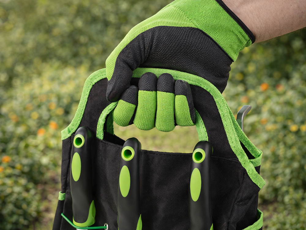 Large Portable Garden Tool Bag Organizer DIVO, Black-Green