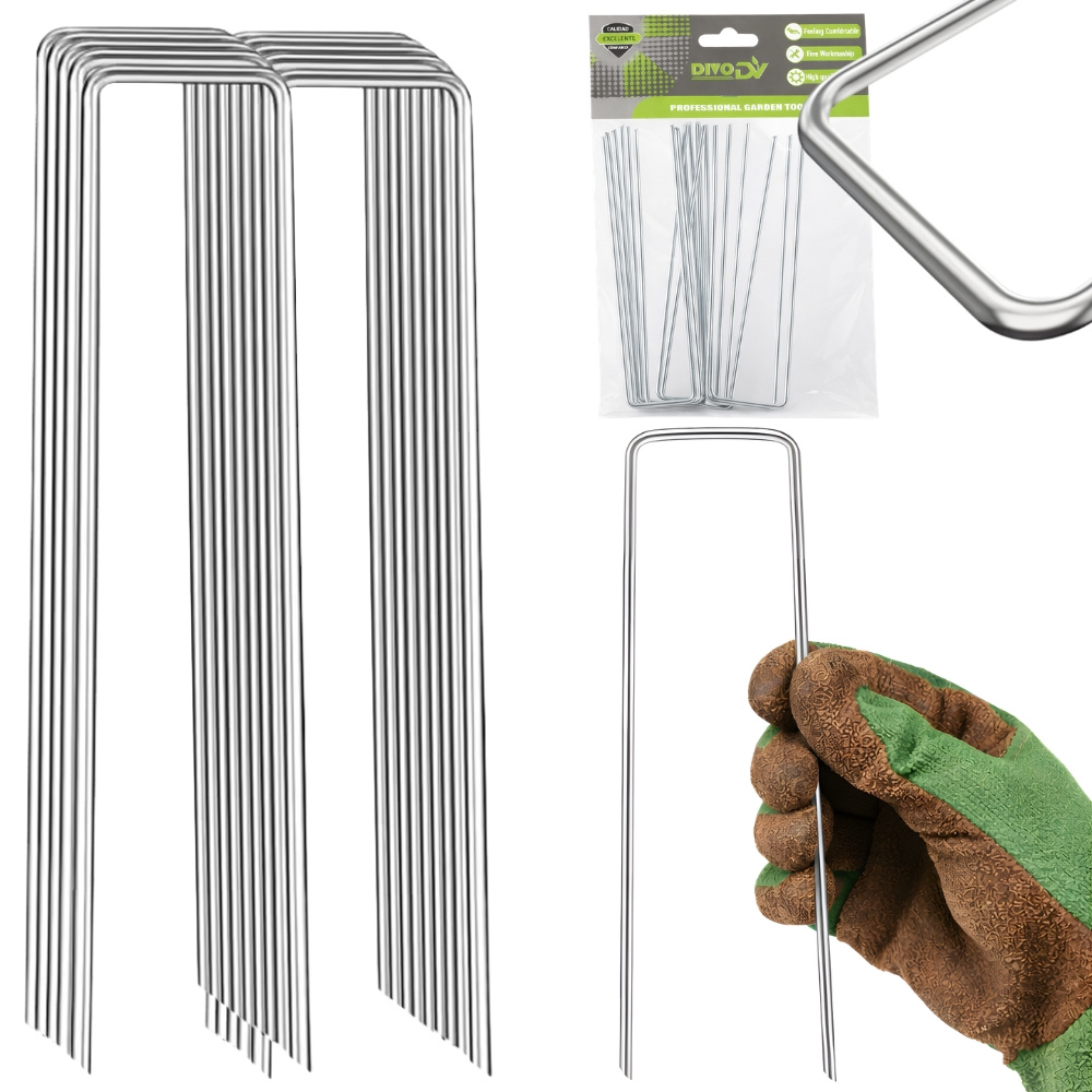 Landscape Fabric Staples 15cm Steel Garden Pegs 10 Pcs DIVO