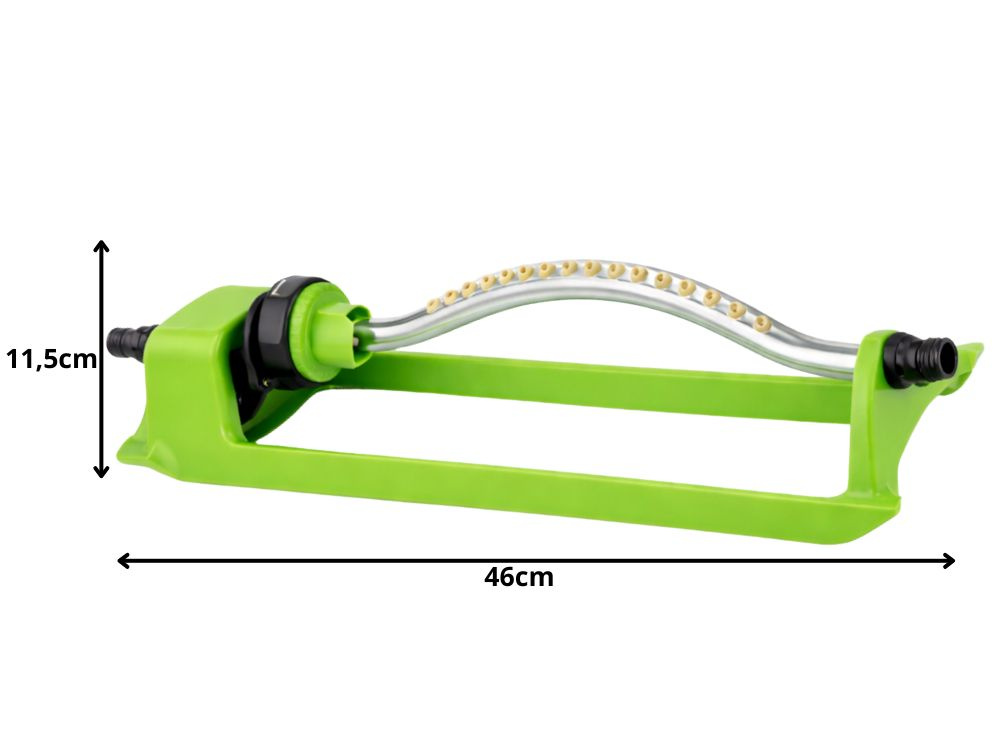 Oscillating Garden Sprinkler 18 Nozzles Adjustable Long Range, Green-Silver