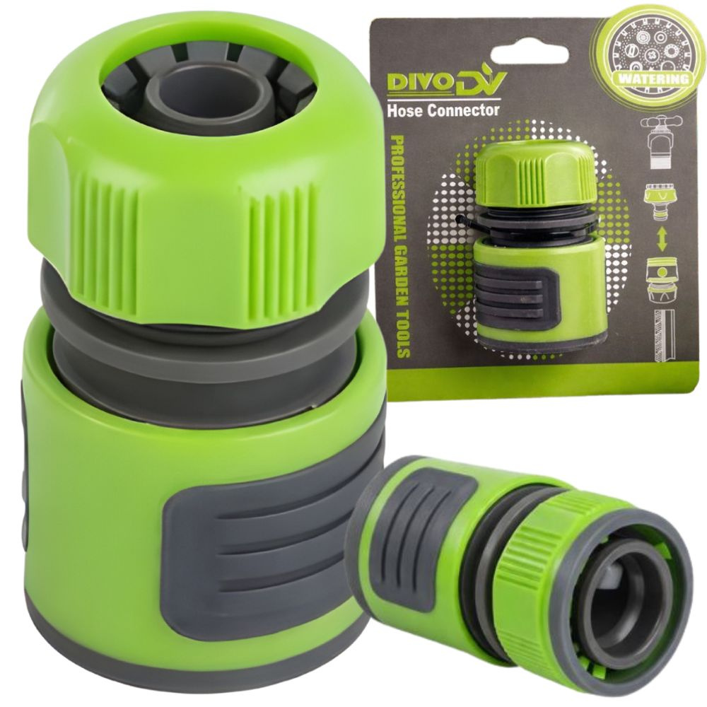 Garden Hose Quick Connector 1/2 Inch DIVO Water Fitting, green-black