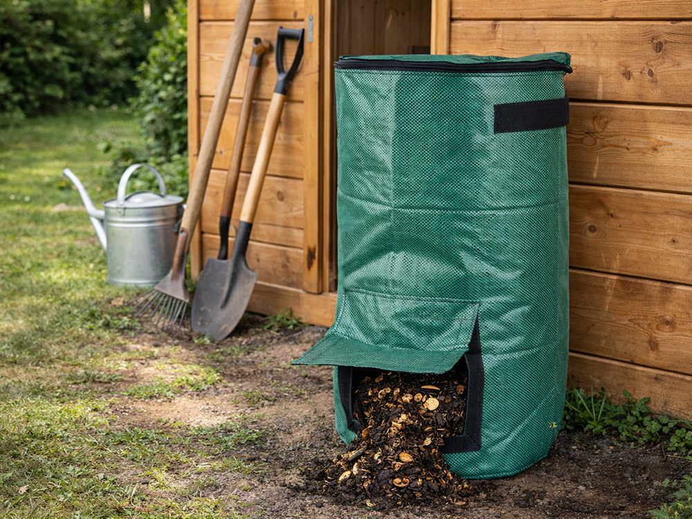 Foldable Garden Compost Bag 60L DIVO Heavy Duty Yard Waste Bin, Green