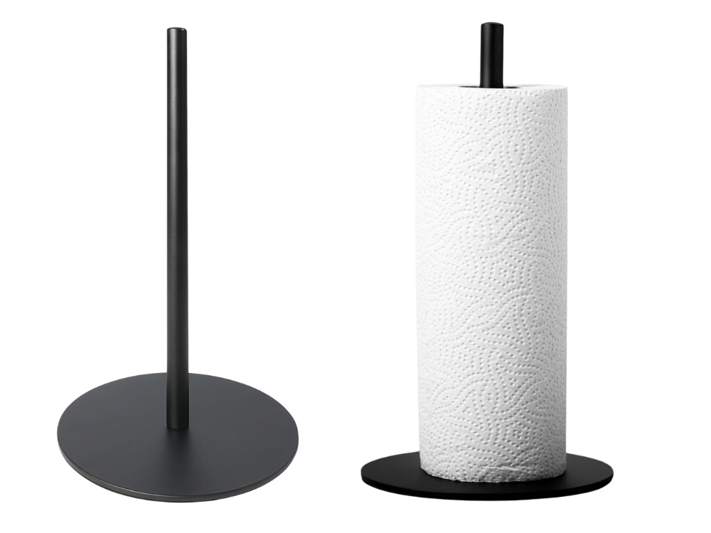 Freestanding Metal Paper Towel Holder for Kitchen, Black