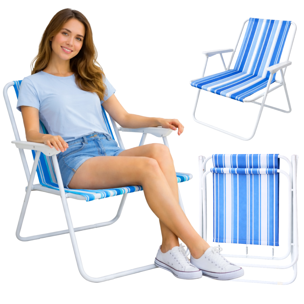 Lightweight Folding Camping Chair with Backrest 100 kg, Multicolor