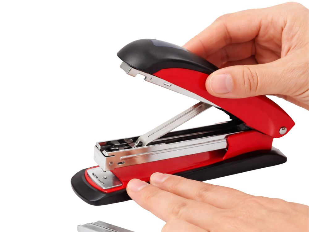 Heavy Duty Metal Office Stapler Ergonomic Desktop Stapler, Red Black