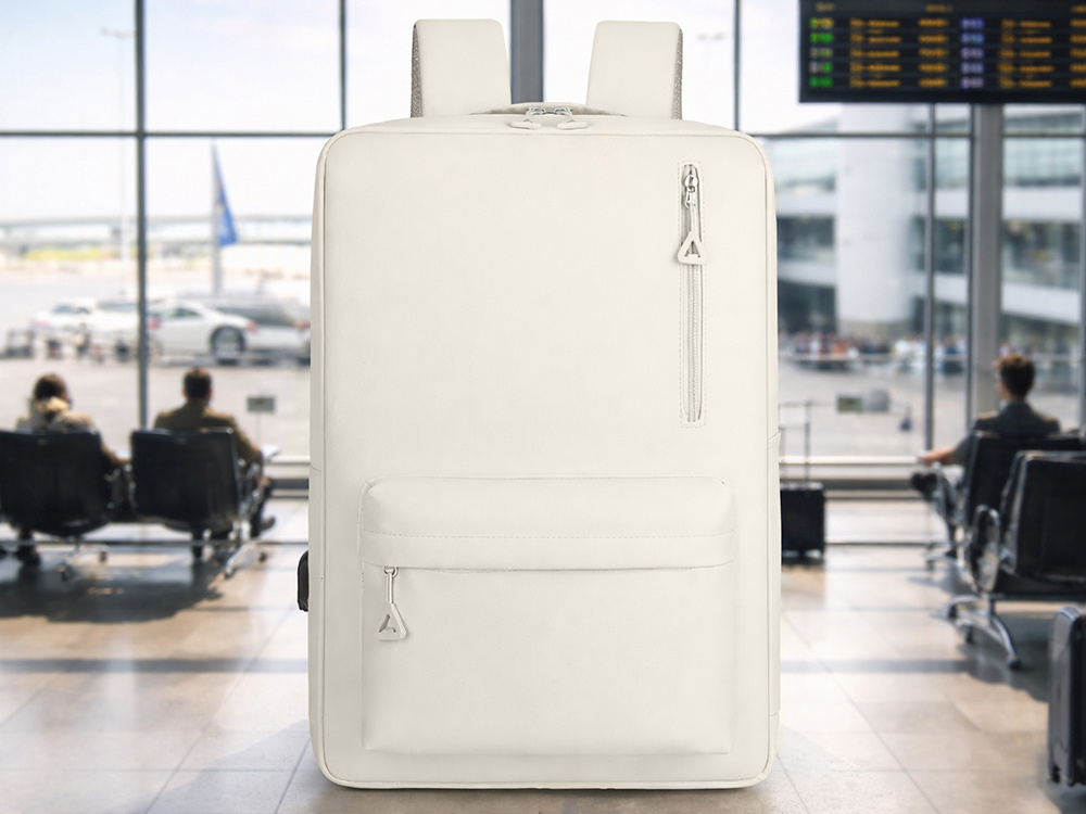 City Laptop Backpack 20L Travel School Bag with USB Port, White