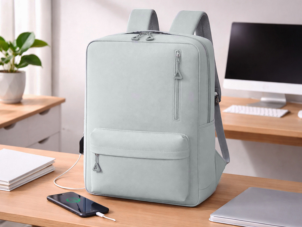 Large City Laptop Backpack with USB Port 20L, Grey