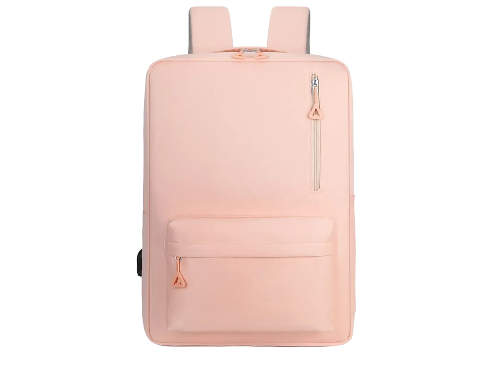 Large City School Backpack with USB Port 18-20L Laptop Bag, Pink