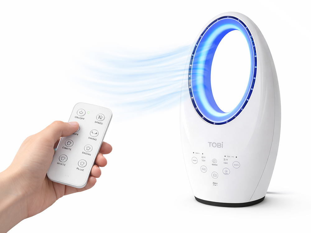 Bladeless Tower Fan with Remote Control and Touch Panel