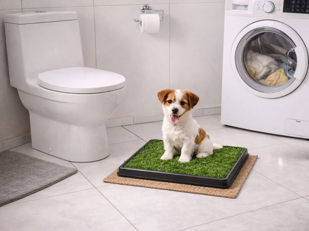 Puppy Training Potty Pad with Artificial Grass 3 Layers 50x40cm, Black-Green