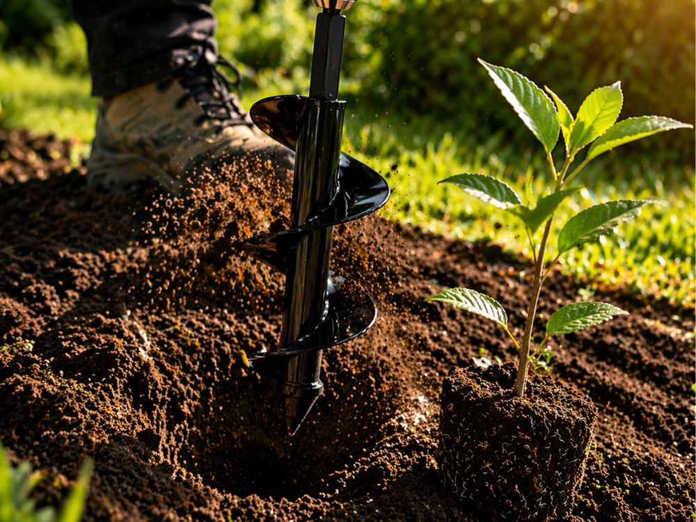 Garden Auger Drill Bit for Planting Earth Hole Borer 25cm, Black