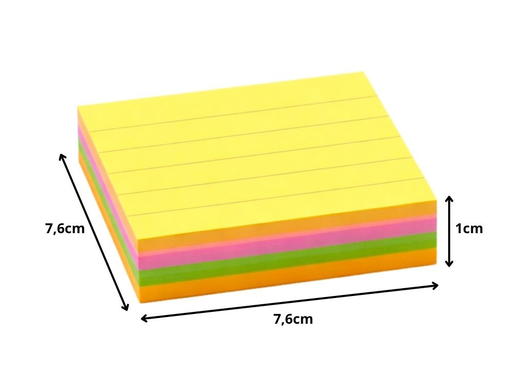 Lined Sticky Notes Memo Pad 100 Sheets 76x76mm, assorted colors