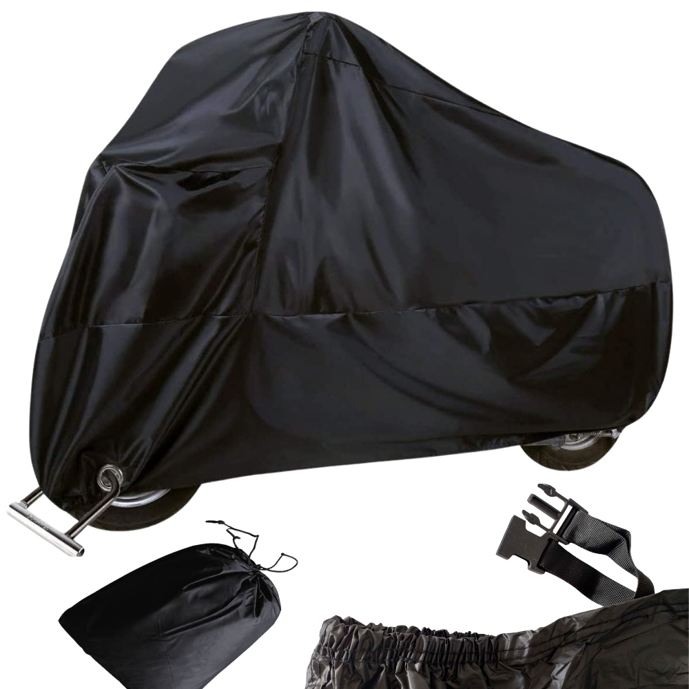 Waterproof Motorcycle and Bike Cover XL 215x130 UV Protection, Black