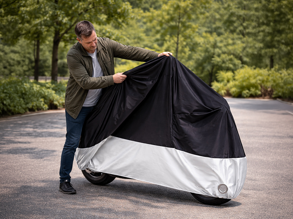 Waterproof Motorcycle and Bicycle Cover XXL 230x130 UV Protection, Silver