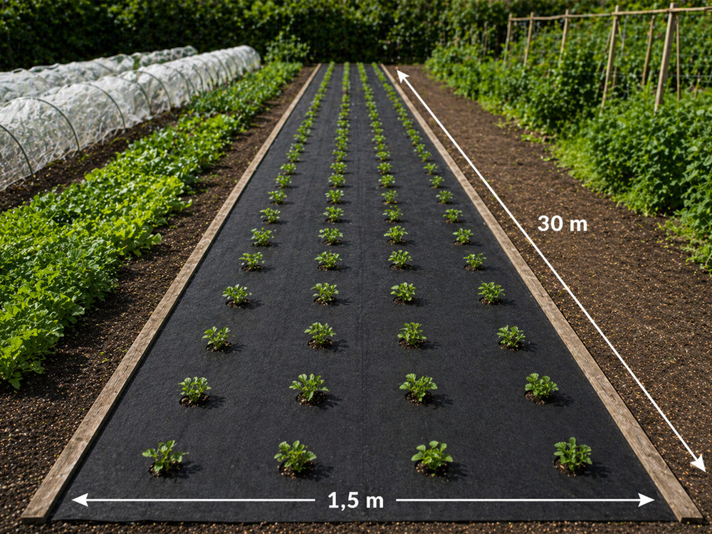 DIVODV Melns Agrotīkls Pret Nezālēm 50g/m² 1.5m x 30m