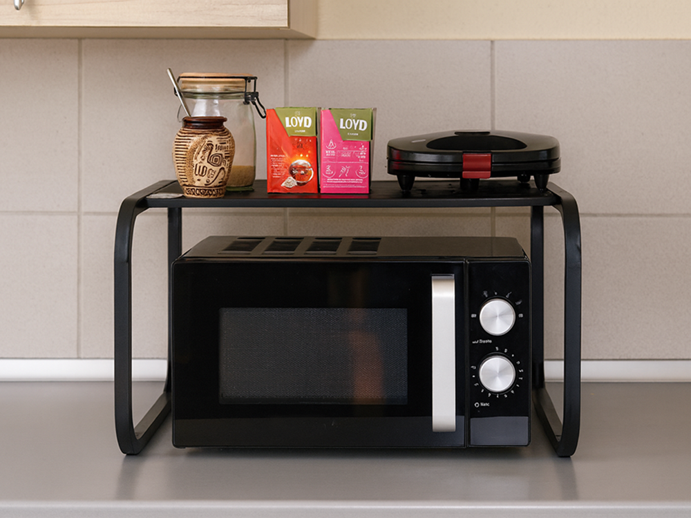 Microwave Oven Stand and Kitchen Shelf, Black