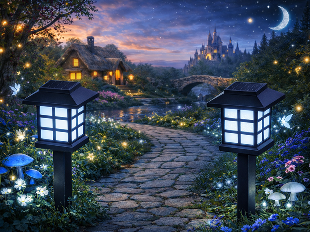 Solar LED Garden Lights with Twilight Sensor, 6 Pcs, Black