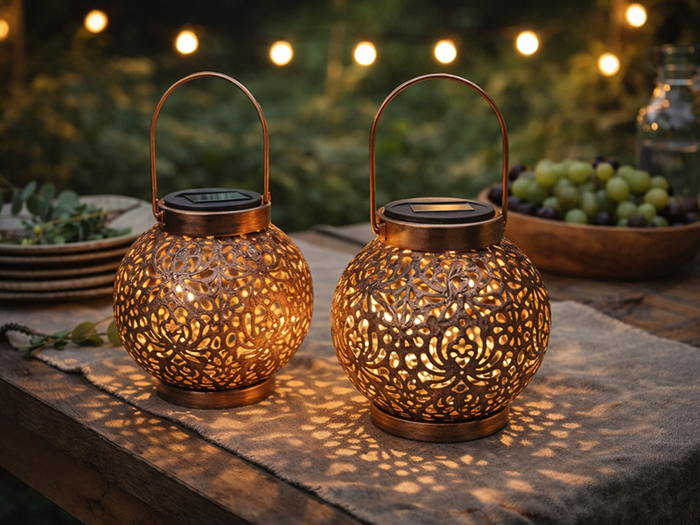 Decorative LED Solar Lantern, Copper, 22x15 cm