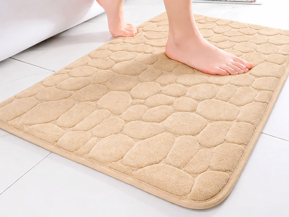 Soft Absorbent Bathroom Mat, 80x50 cm, Beige