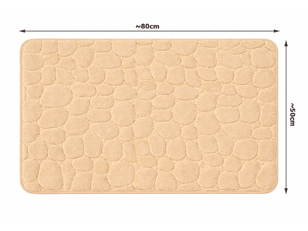 Soft Absorbent Bathroom Mat, 80x50 cm, Beige