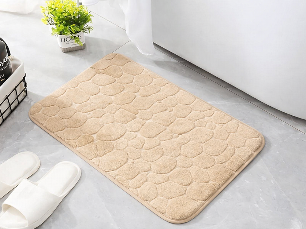 Soft Absorbent Bathroom Mat, 80x50 cm, Beige