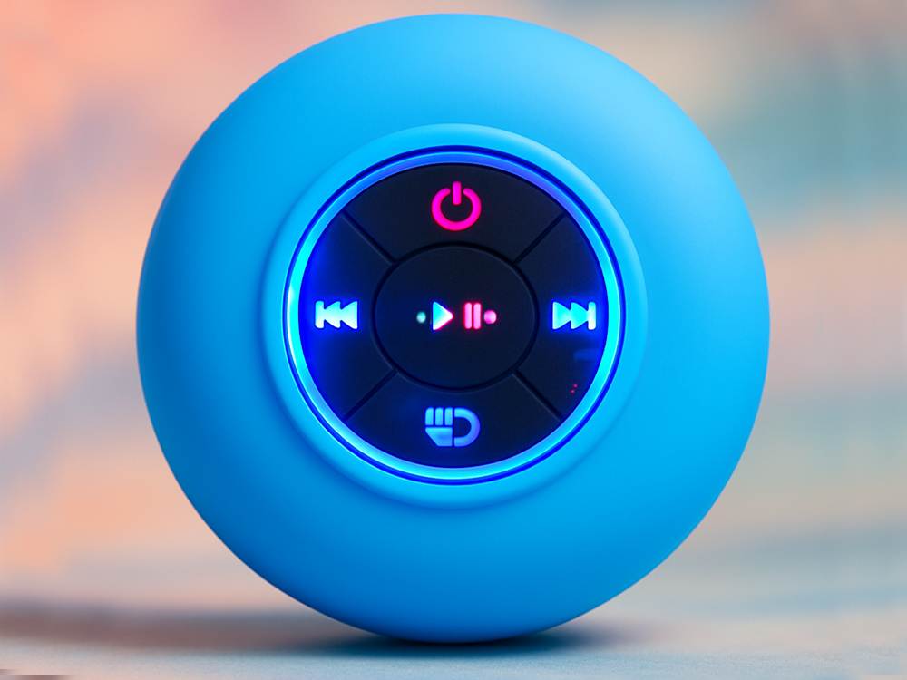 Mini Wireless Bluetooth Speaker with Suction Cup, IPX4, Blue