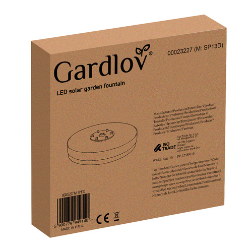 Gardlov 23227 LED Solar Garden Fountain