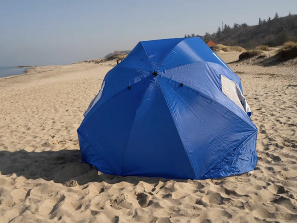 Folding 2-in-1 Beach Umbrella and Tent with UV Filter, 240 cm