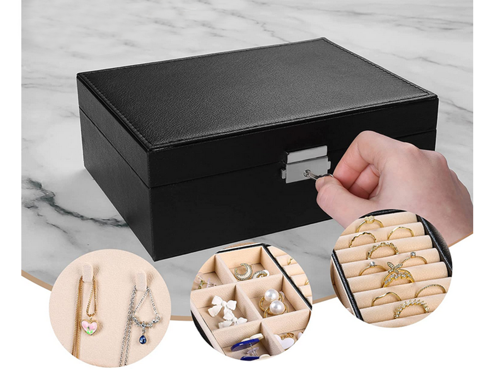 Casket Organiser Jewellery Box, Black