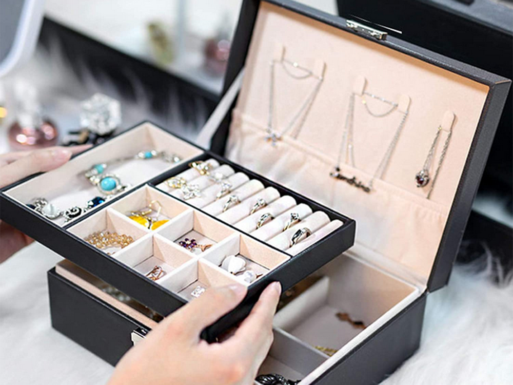 Casket Organiser Jewellery Box, Black