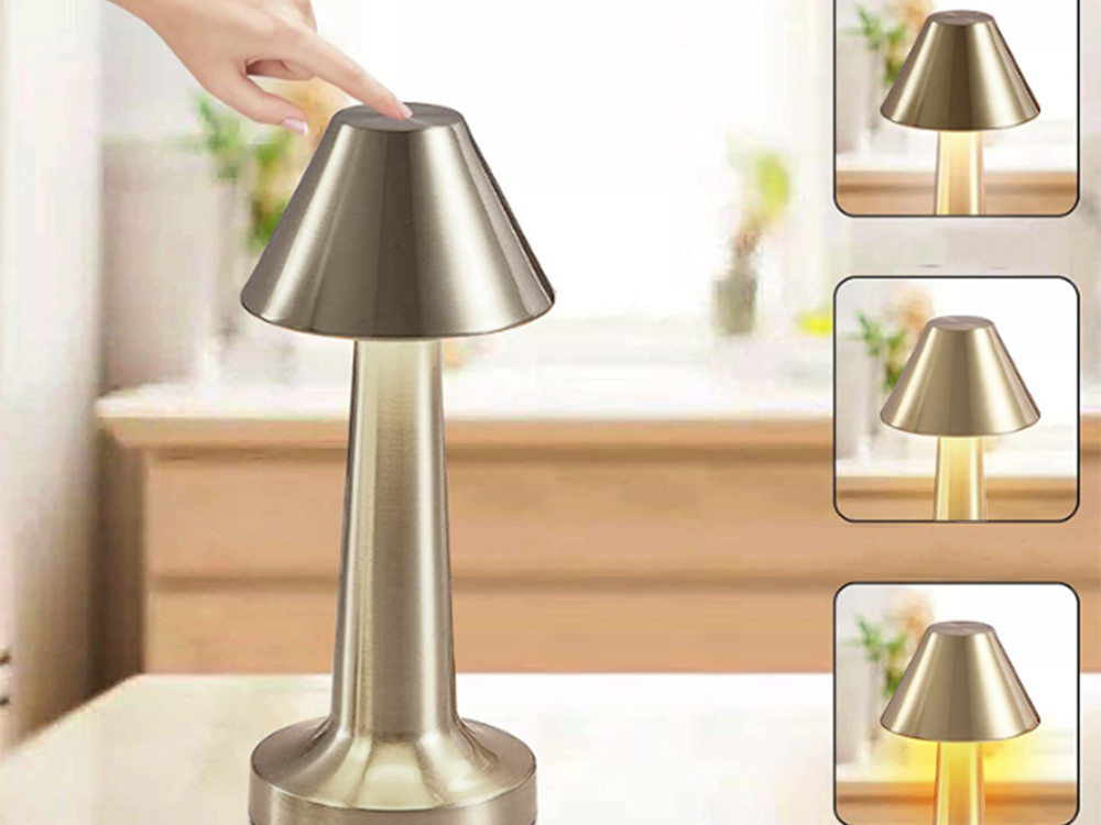 Wireless Touch Control Table Lamp, 3 Light Modes, Silver