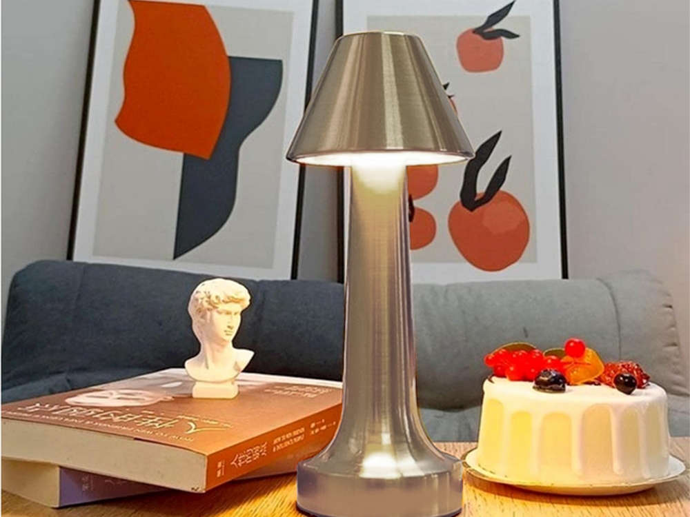 Wireless Touch Control Table Lamp, 3 Light Modes, Silver