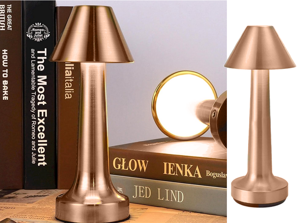 Wireless Touch Table Lamp, 3 Light Modes, Copper