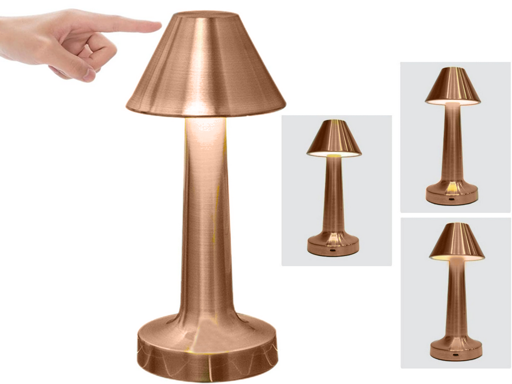 Wireless Touch Table Lamp, 3 Light Modes, Copper