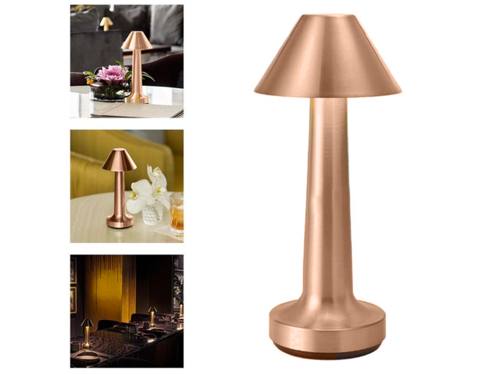Wireless Touch Table Lamp, 3 Light Modes, Copper
