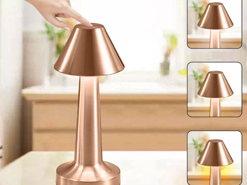 Wireless Touch Table Lamp, 3 Light Modes, Copper