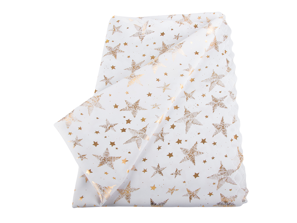 Christmas Tablecloth 140x220cm, White with Stars and Snowflakes