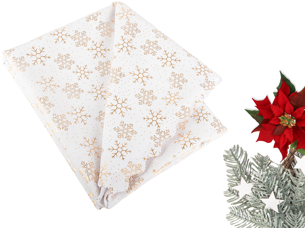 Christmas Tablecloth 140x220cm, White with Stars and Snowflakes
