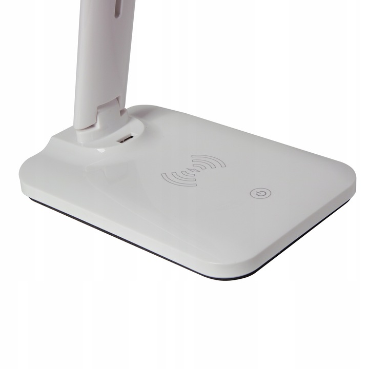 Adjustable Desk LED Lamp Folding Reading Night Table Lamp with Wireless Charger Qi, White